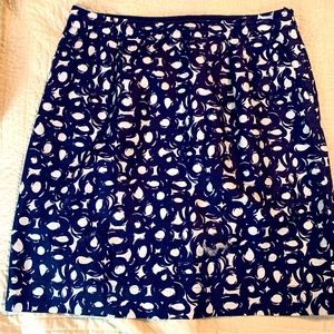 Boden Blue/White Linen Blend Lined Skirt Excellent Condition
